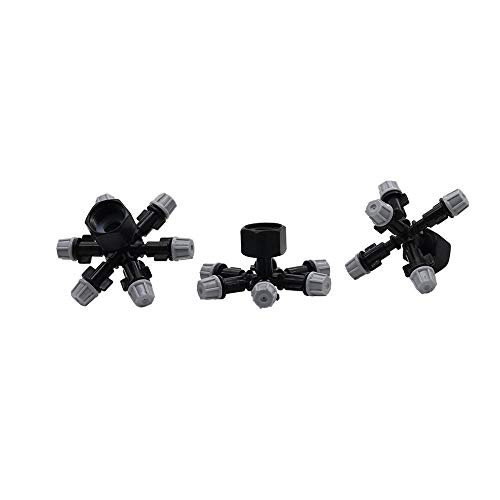 MANHONG Irrigation Dripper 1 Set Multi-Way 360 Degree Atomization Misting Grey Nozzles with 1/2" Thread Connectors Garden Irrigation Watering Sprinklers (Color : 7 Way)