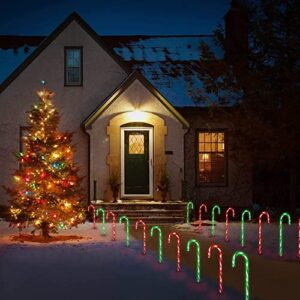 22" Christmas Candy Cane Pathway Markers Lights, Outdoor Christmas Decorations for Yard Patio Garden Walkway, Candy Cane Christmas Decor with Stake, 8 Pack, 4 Red & 4 Green