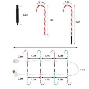 22" Christmas Candy Cane Pathway Markers Lights, Outdoor Christmas Decorations for Yard Patio Garden Walkway, Candy Cane Christmas Decor with Stake, 8 Pack, 4 Red & 4 Green