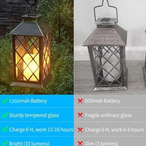 SHYMERY Solar Lantern,Outdoor Garden Hanging Lanterns,Set of 2,14 Inch Waterproof LED Flickering Flameless Candle Mission Lights for Table,Outdoor,Party Decorative