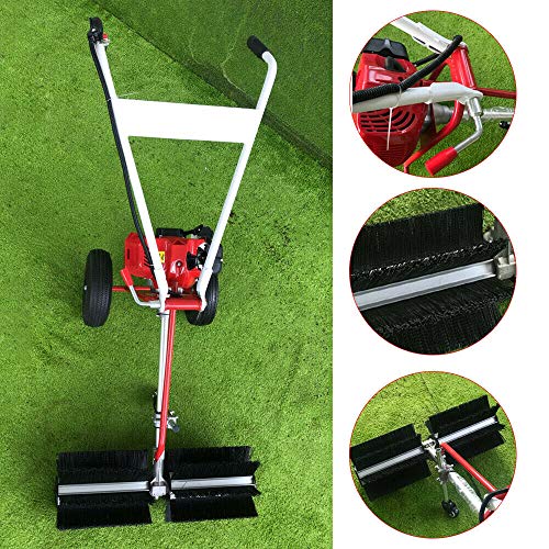 DONSU 43CC 1.7HP Sweeper Broom 2 Stroke Walk Behind Snow Sweeper Handheld Gasoline Brush Broom Sweeping Machine for Garden Lawn Yard Sidewalk Driveway Turf Grass Cleaning