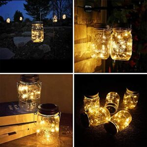 SunKite Solar Mason Jar Lights [Updated], 8 Pack 20 LED Waterproof Fairy Firefly Jar Lids String Lights with Hangers(NO Jars), Patio Yard Garden Wedding Decoration - Warm White