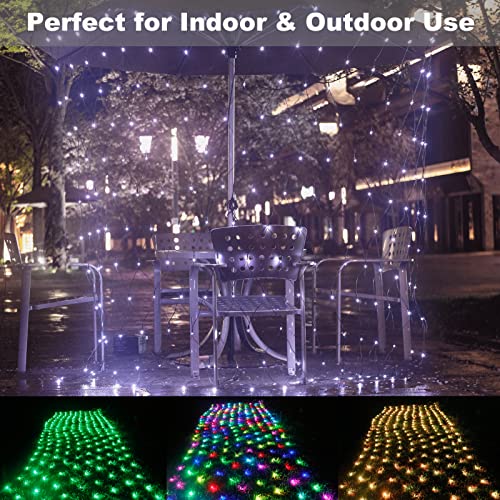 300 LED Solar Net Lights, 8 Modes Connectable Outdoor Mesh Lights, 14.8ft x 5ft Waterproof Green Wire String Lights for Bushes Trees Wall Party Hedges Fence Yard Garden Indoor Decor-Cool White