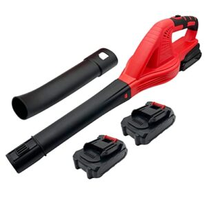 hitish cordless leaf blower, 20v 130mph electric leaf blower with 2 x 2.0ah battery & fast charger, portable leaf blower with 2 section tubes & 2 speed control for blowing leaves, snow debris & dust