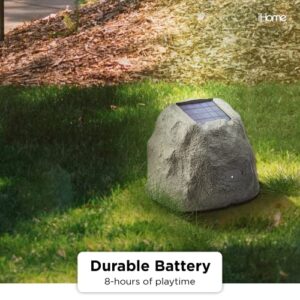 iHome iHRK-500S-PR Solar Powered Rechargeable Battery Powered Wireless All Weather Waterproof 5" Inch 30W Watt Pool Garden Outdoor Rock Speaker