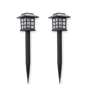 solar lights outdoor waterproof landscape lights for decoration solar outdoor led lights auto on/off (2 pack), solar lights for yard, garden, landscape, pathway, lawn, driveway (warm light)