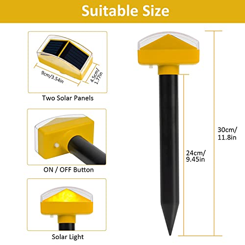 Diaotec Solar Powered Mole and Groundhog Repellent Stakes Outdoor Sonic Gopher Deterrent Spikes Vole Chaser Instead of Traps Killers Pest Control for Garden Yard Waterproof 4 Pack