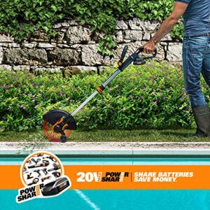 Worx WG163 GT 3.0 20V Cordless Grass Trimmer/Edger with Command Feed, 12in, 2 Batteries and Charger Included (Renewed)