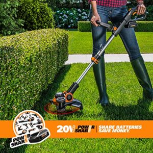 Worx WG163 GT 3.0 20V Cordless Grass Trimmer/Edger with Command Feed, 12in, 2 Batteries and Charger Included (Renewed)