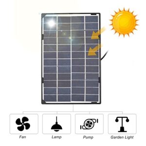 Irishom 6W 12V Solar Panel for Outdoor Security Camera Solar Cell with 10ft DC Output DIY Waterproof Solar Panel for Street Light Garden Lamp Home Fan Pump