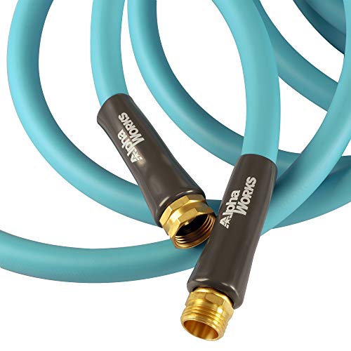 AlphaWorks Garden Water Hose 5/8" Inch x 75' Foot Heavy Duty Premium Commercial Ultra Flex Hybrid Polymer Lead-in Hose Max Pressure 150 PSI/10 BAR with 3/4" GHT Fittings