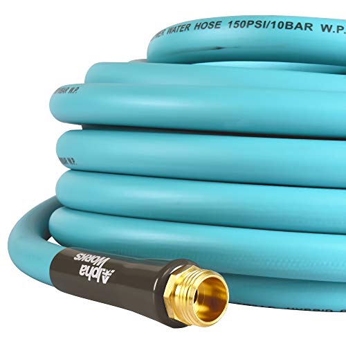 AlphaWorks Garden Water Hose 5/8" Inch x 75' Foot Heavy Duty Premium Commercial Ultra Flex Hybrid Polymer Lead-in Hose Max Pressure 150 PSI/10 BAR with 3/4" GHT Fittings