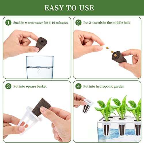 Grow Sponges, Seed Starter Pods Root Growth Sponges Eco-Friendly PH Balanced Square Sponges Replacement Compatible with QYO, LYKO, iDOO IG201Hydroponic Growing System, 50 Pack