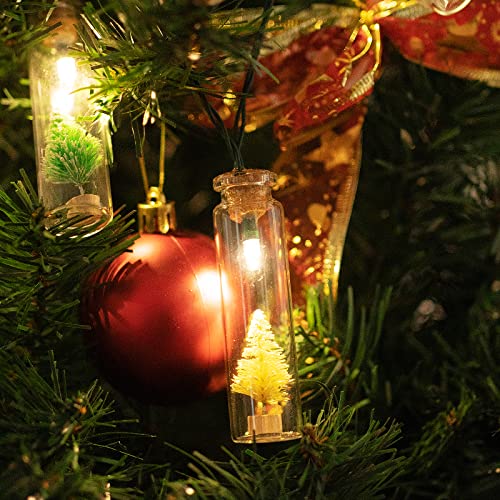 shinar Solar Lights 15 Glass Jar warmwhite LED with Christmas Tree Solar String Lights Lanterns Warm White for Outdoor Garden Christmas Tree Party Wedding Decoration Waterproof (Christmas Tree)