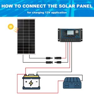 Nicesolar 100W 12V Solar Panel kit Monocrystalline Off Grid System Battery Charger for RV Boat Trailer Cabin Garden Shed Home, with 20A Charge Controller for Sealed Gel Flooded and Lithium Batteries