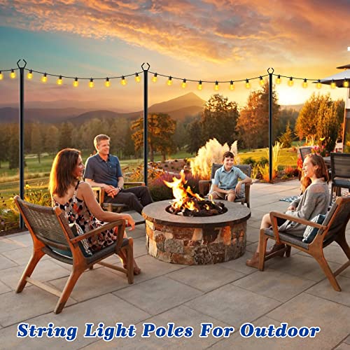 Beizelte 2 Pack 10FT String Light Poles,Metal Light Poles for Outside String Lights,with Fork,Hanging Light Poles for Patio,Backyard,Garden,Deck,Party,Wedding