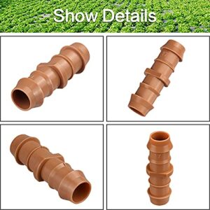 iRunning 20 Pieces Drip Irrigation 1/2" Tubing Coupling Fittings (17mm), Barbed Coupler Connectors for 1/2 Inch Irrigation Tubing (0.600" ID), Drip Line Couplings for Drip Sprinkler Garden Systems