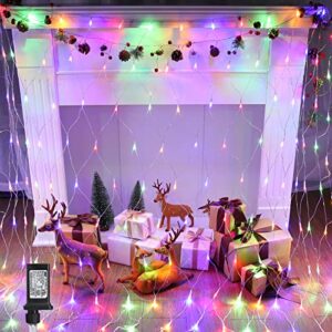 12.5ft x 5ft 390 led connectable christmas net lights, 8 modes low voltage bush mesh fairy string lights, christmas decorative lights for home, garden, wedding, xmas tree decorations (multicolor)