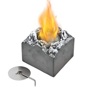 MERGLUBT Snow Mountain Tabletop Fire Pit, Mini Personal S'Mores Maker Tabletop Indoor Fire Pit,Portable Tabletop Fireplace, Rubbing Alcohol Fueled Concrete Fire Bowl, Gift for Christmas, Garden Decor