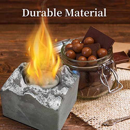 MERGLUBT Snow Mountain Tabletop Fire Pit, Mini Personal S'Mores Maker Tabletop Indoor Fire Pit,Portable Tabletop Fireplace, Rubbing Alcohol Fueled Concrete Fire Bowl, Gift for Christmas, Garden Decor