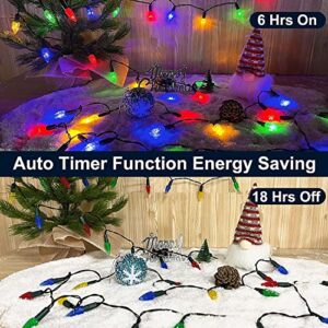 TURNMEON C6 Christmas String Lights Decor, 50 LED 16.4 Ft Battery Operated Fairy Lights Timer 8 Modes Waterproof Xmas Lights for Patio Garden Christmas Tree Decoration Indoor Outdoor Home (Multicolor)