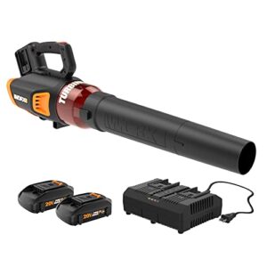 worx 40v turbine cordless leaf blower power share with brushless motor – wg584 (batteries & charger included)