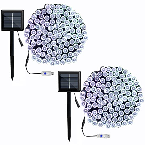 VMANOO Solar USB Indoor Outdoor String Christmas Lights 72Ft 200 LED 8 Modes Patio Lighting for Outside Yard Gazebo Party Wedding Tents Xmas Garden Backyard Tree Decorations Balcony Decor Lights BS2P