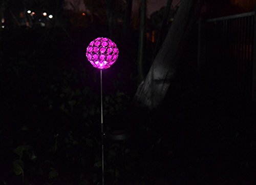 Florals Solar Crystal Ball Globe Light, Solar Power Multi-Color Color Changing LED Decorative Stake Garden Yard Light