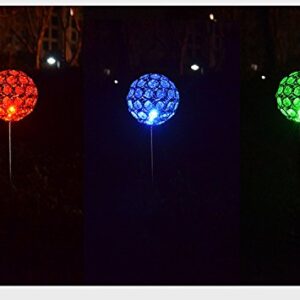 Florals Solar Crystal Ball Globe Light, Solar Power Multi-Color Color Changing LED Decorative Stake Garden Yard Light