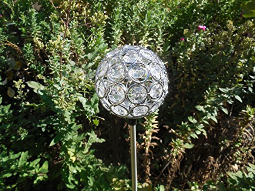 Florals Solar Crystal Ball Globe Light, Solar Power Multi-Color Color Changing LED Decorative Stake Garden Yard Light