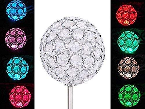 Florals Solar Crystal Ball Globe Light, Solar Power Multi-Color Color Changing LED Decorative Stake Garden Yard Light