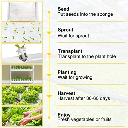 VEVOR Hydroponics Growing System, 90 Sites 10 Food-Grade PVC-U Pipes, 3 Layers Indoor Planting Kit with Water Pump, Timer, Nest Basket, Sponge, for Fruits, Vegetables, Herbs, White