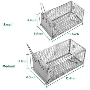 SZHLUX Rat Trap,Mouse Traps Work for Indoor and Outdoor,Small Rodent Animal-Mice Voles Hamsters Cage,Catch and Release(Small), Silver (SZ-SL2614X)