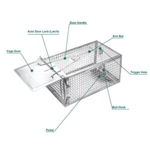 SZHLUX Rat Trap,Mouse Traps Work for Indoor and Outdoor,Small Rodent Animal-Mice Voles Hamsters Cage,Catch and Release(Small), Silver (SZ-SL2614X)