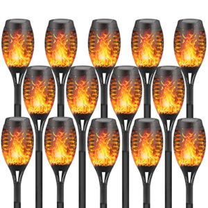faishilan 14 pack large solar flame flickering torch solar outdoor lights led waterproof solar flame light torches landscape torch solar powered led light for outside pathway yard dusk to dawn