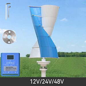 Blue Spiral Wind Power Turbine Generator, 12000W 12V 24V 48V Vertical Magnetic Levitation Wind Turbine Generator for Outdoor Garden Lighting And Power Generation ,12v