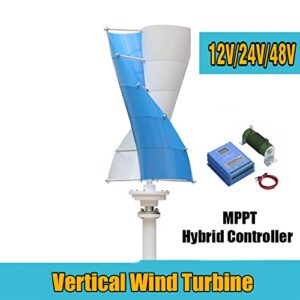 Blue Spiral Wind Power Turbine Generator, 12000W 12V 24V 48V Vertical Magnetic Levitation Wind Turbine Generator for Outdoor Garden Lighting And Power Generation ,12v