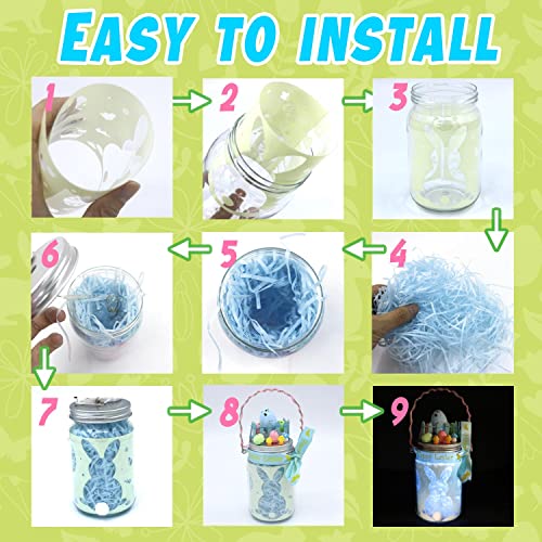 unbrands 3 Pack Light Up Easter Craft Kit,DIY Easter Lantern Craft,Mason Jars Easter Hanging Lantern Decoration,Indoor Garden Decor,DIY Night Light