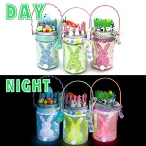 unbrands 3 Pack Light Up Easter Craft Kit,DIY Easter Lantern Craft,Mason Jars Easter Hanging Lantern Decoration,Indoor Garden Decor,DIY Night Light