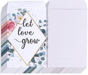 whaline 200 pack watercolor wedding favor seed packets self-adhesive let love grow white envelope rustic small flower seeds storage packets for garden office wedding gift party favors, 3.5 x 2.4 inch