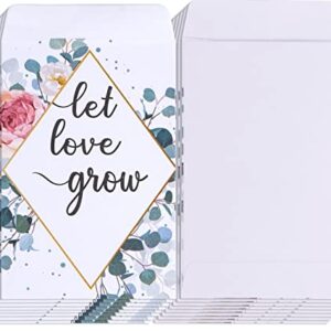 Whaline 200 Pack Watercolor Wedding Favor Seed Packets Self-Adhesive Let Love Grow White Envelope Rustic Small Flower Seeds Storage Packets for Garden Office Wedding Gift Party Favors, 3.5 x 2.4 Inch