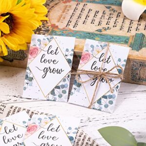 Whaline 200 Pack Watercolor Wedding Favor Seed Packets Self-Adhesive Let Love Grow White Envelope Rustic Small Flower Seeds Storage Packets for Garden Office Wedding Gift Party Favors, 3.5 x 2.4 Inch