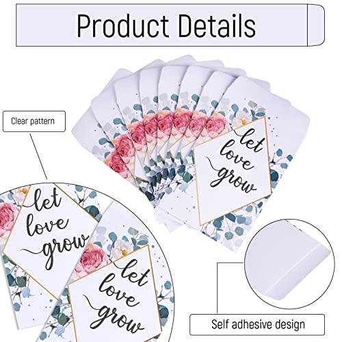 Whaline 200 Pack Watercolor Wedding Favor Seed Packets Self-Adhesive Let Love Grow White Envelope Rustic Small Flower Seeds Storage Packets for Garden Office Wedding Gift Party Favors, 3.5 x 2.4 Inch