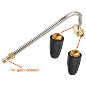 RIDGE WASHER Gutter Cleaner Attachment for Pressure Washer, with 2 Rotary Turbo Nozzle, 1/4 Inch Quick Disconnect, 3300 PSI