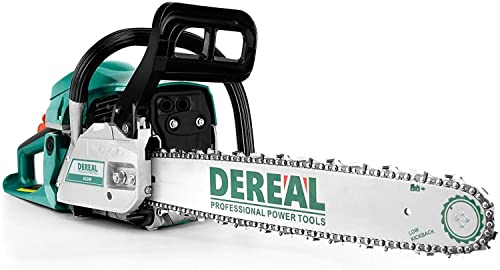 DEREAL 62cc Gas 18'' Chainsaw 2 Cycle Gasoline Powered Chain Saws Handheld for Home Garden