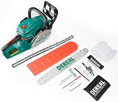 DEREAL 62cc Gas 18'' Chainsaw 2 Cycle Gasoline Powered Chain Saws Handheld for Home Garden