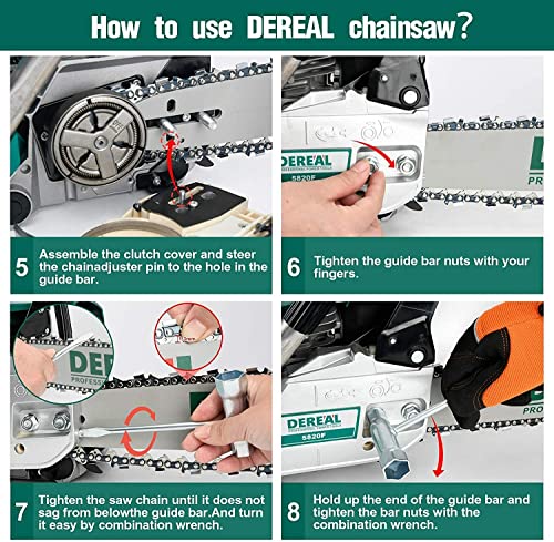 DEREAL 62cc Gas 18'' Chainsaw 2 Cycle Gasoline Powered Chain Saws Handheld for Home Garden