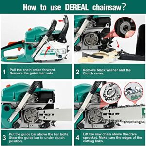 DEREAL 62cc Gas 18'' Chainsaw 2 Cycle Gasoline Powered Chain Saws Handheld for Home Garden