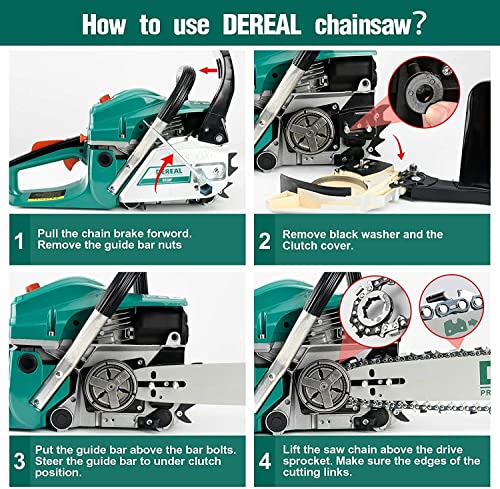 DEREAL 62cc Gas 18'' Chainsaw 2 Cycle Gasoline Powered Chain Saws Handheld for Home Garden