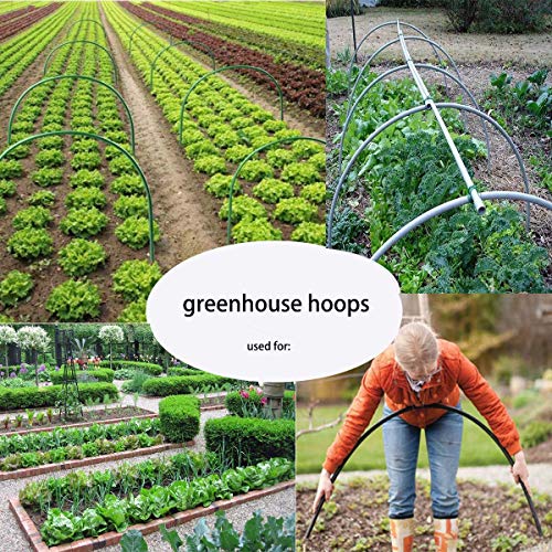 Support Hoop Greenhouse Frame Garden Hoops-6Pack, 4Ft Long Plant Support Hoops Rust-Free Grow Tunnel, Plastic Coated Tunnel Hoop Support Hoops for Garden Stakes Fabric